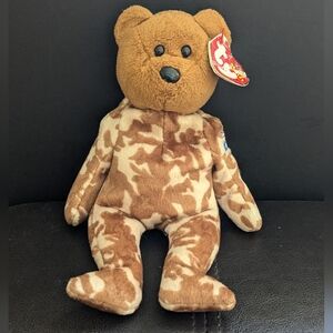 Vintage 2003 Ty Beanie Baby USO HERO Australia Flag Arm Support Troops Bear